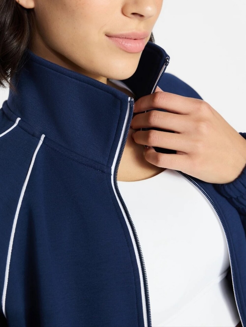 Avia Blue Cove Double Knit Jacket with White Trim - Picture 8 of 15